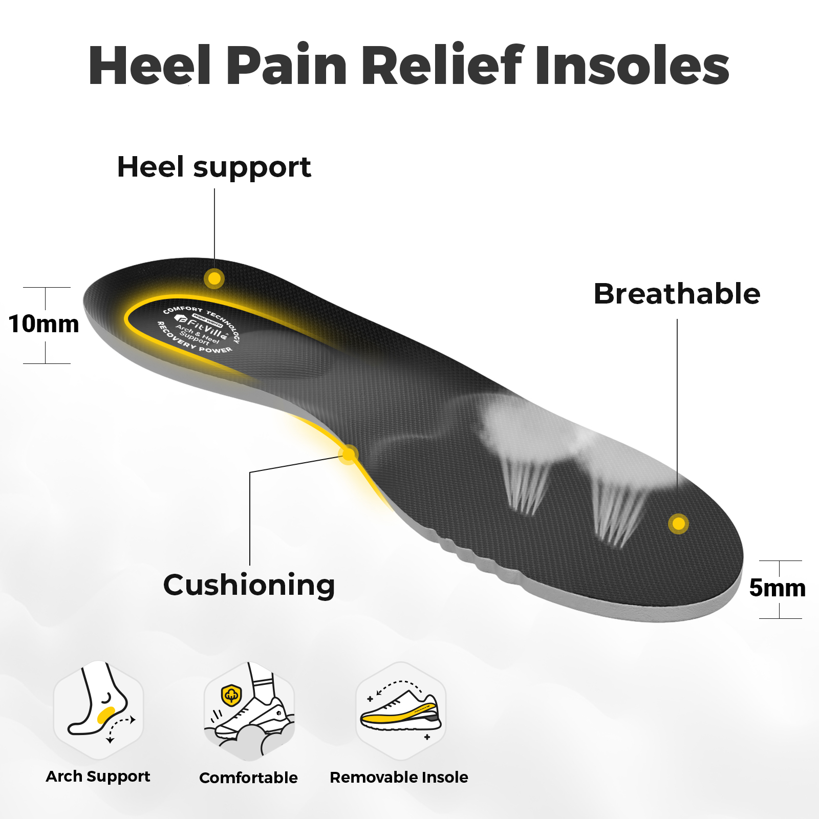 Fitville Trail Running Shoes Men's Extra Wide Sneakers Non-Slip Lightweight For Swollen Feet Arch Support Pain Relief