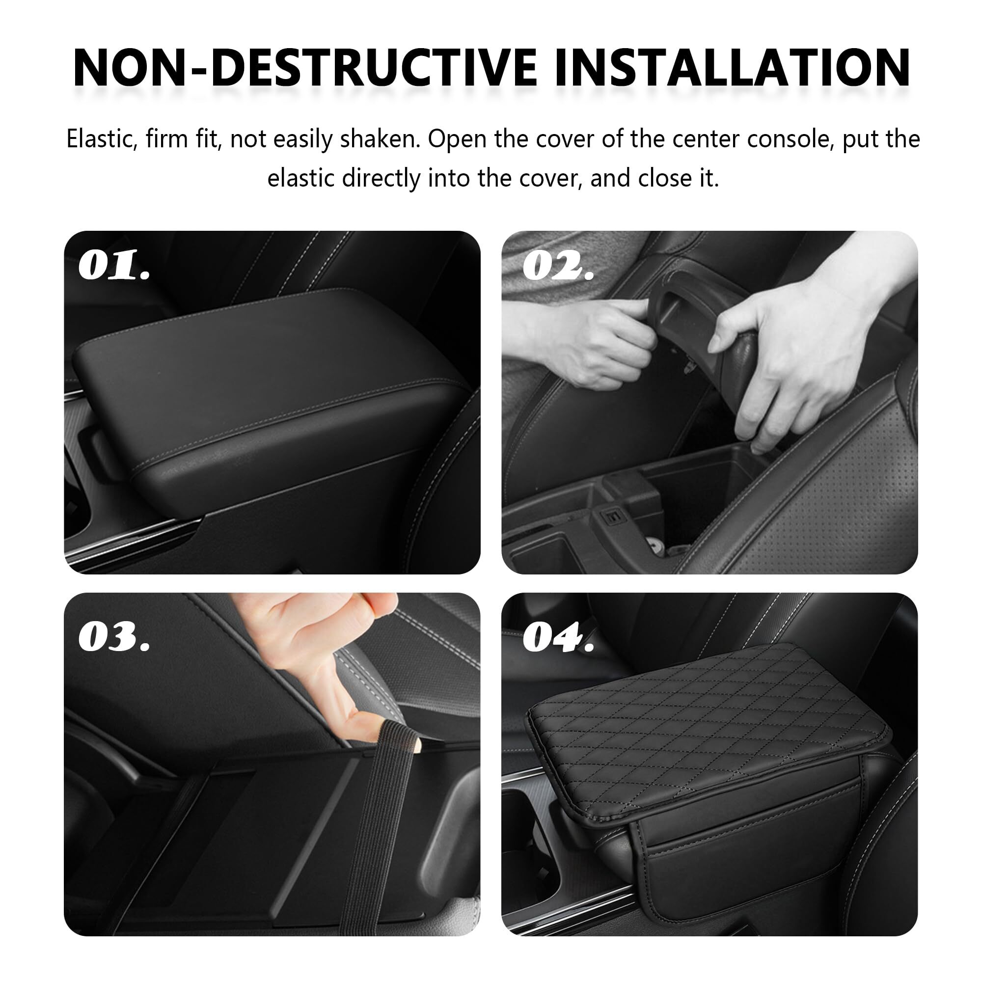 Upgraded Center Console Cover,Microfiber Leather Cover Cushion with 2 Bags,Universal Armrest Storage Box Car Interior Accessories for Most Vehicles (B