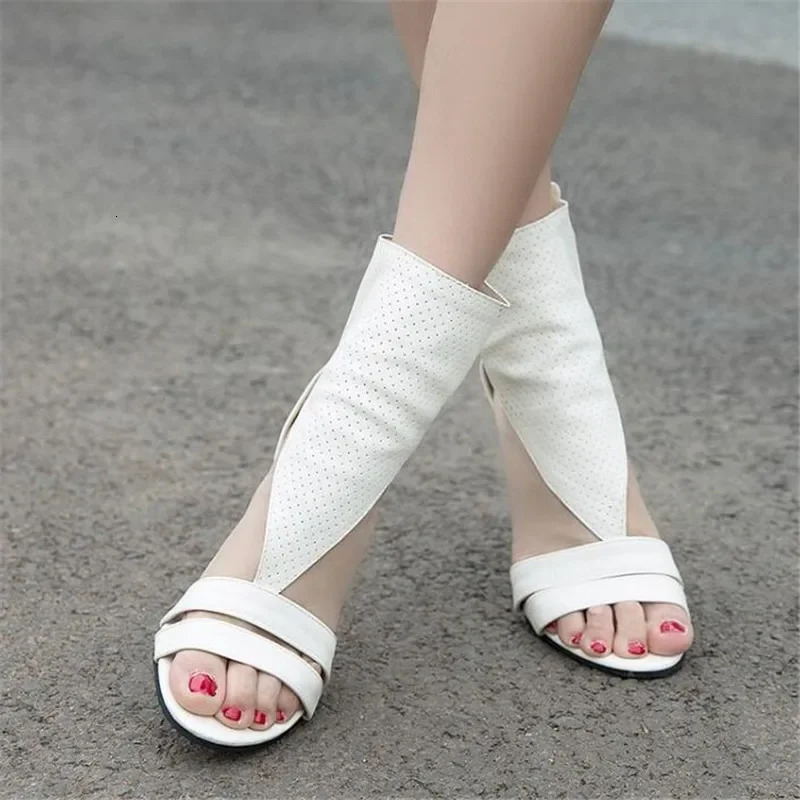 Summer pattern fashion Europe America Simplicity High-heeled Women sandals white Beige black sexy Rome style Women sandals 240703