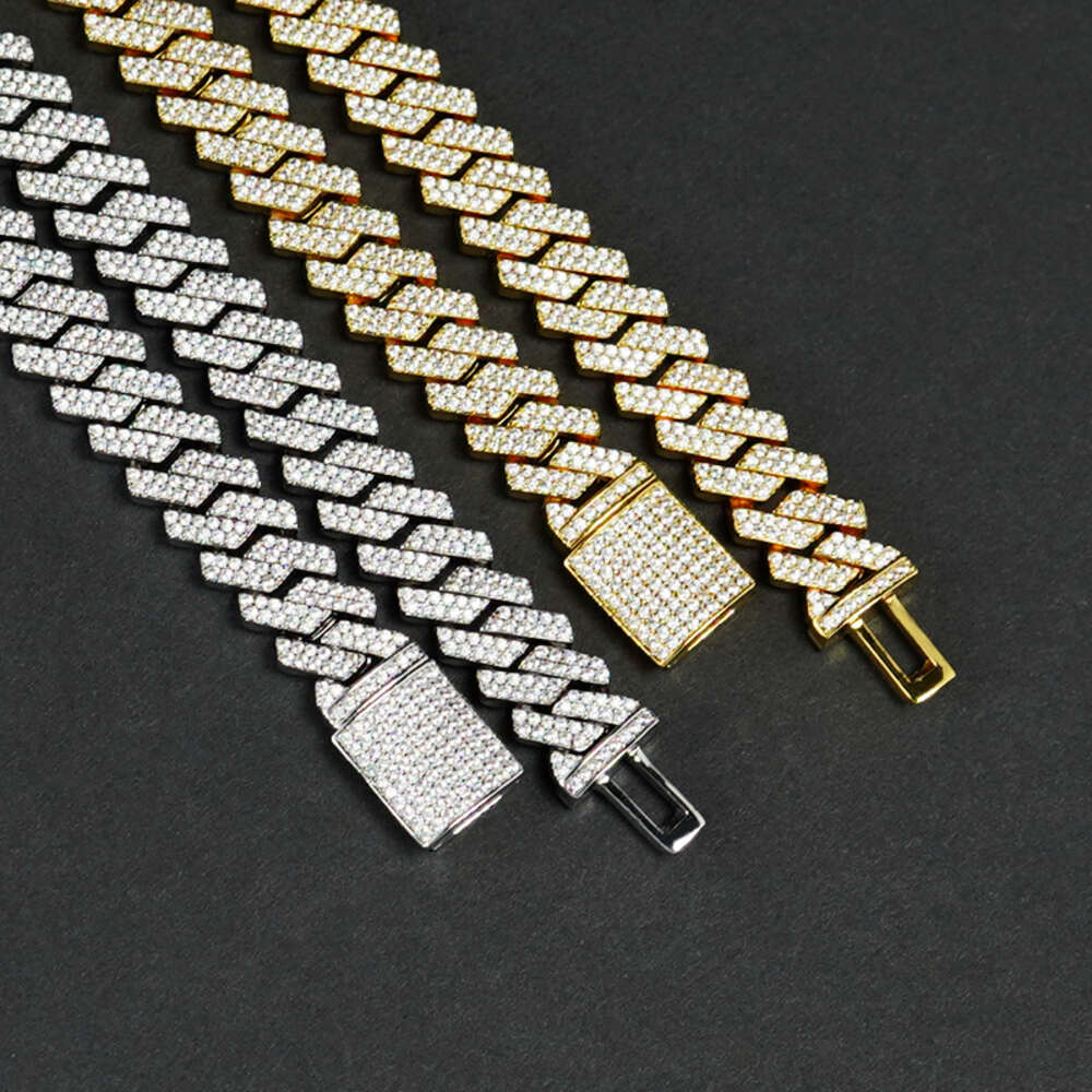 Fashion Moissanite Mens Iced Out 925 Sterling Silver Jewelry Gold for 10mm 16mm Men Chains Necklace Mens Gold Jewelry