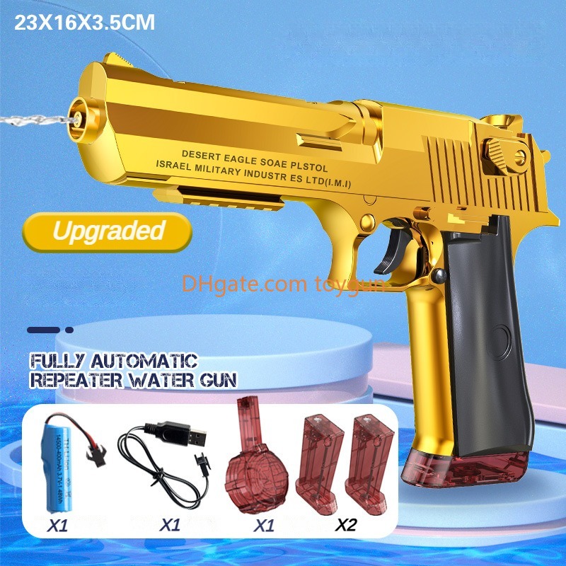 Desert Eagle Water Gun Electric Automatic Toys Gun Water Pistol Beach Toys For Children Boys LooK Real Watergun Model Summer Outdoor Beach Water Games