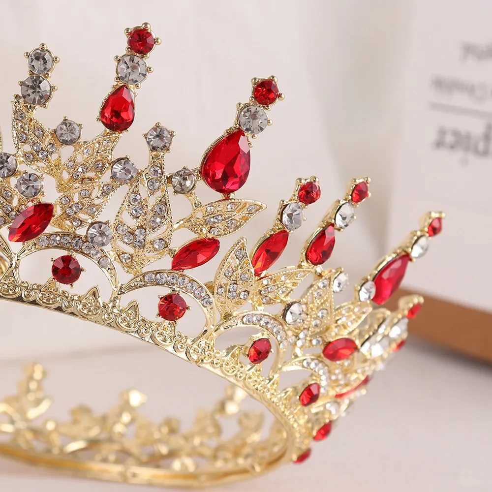 Tiaras Red Rhinestone Fully Round Crown Bridal Wedding Accessories Tiara