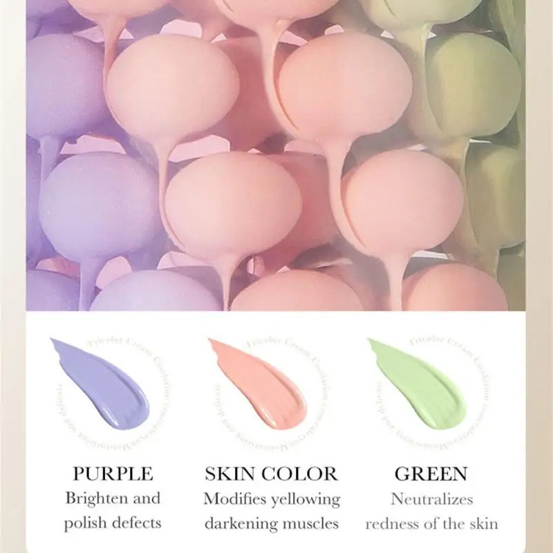 Three-Color and Isolation Moisturizing Cream Invisible Pores Brighten Correcting Skin Tone Refreshing Cosmetics 240704