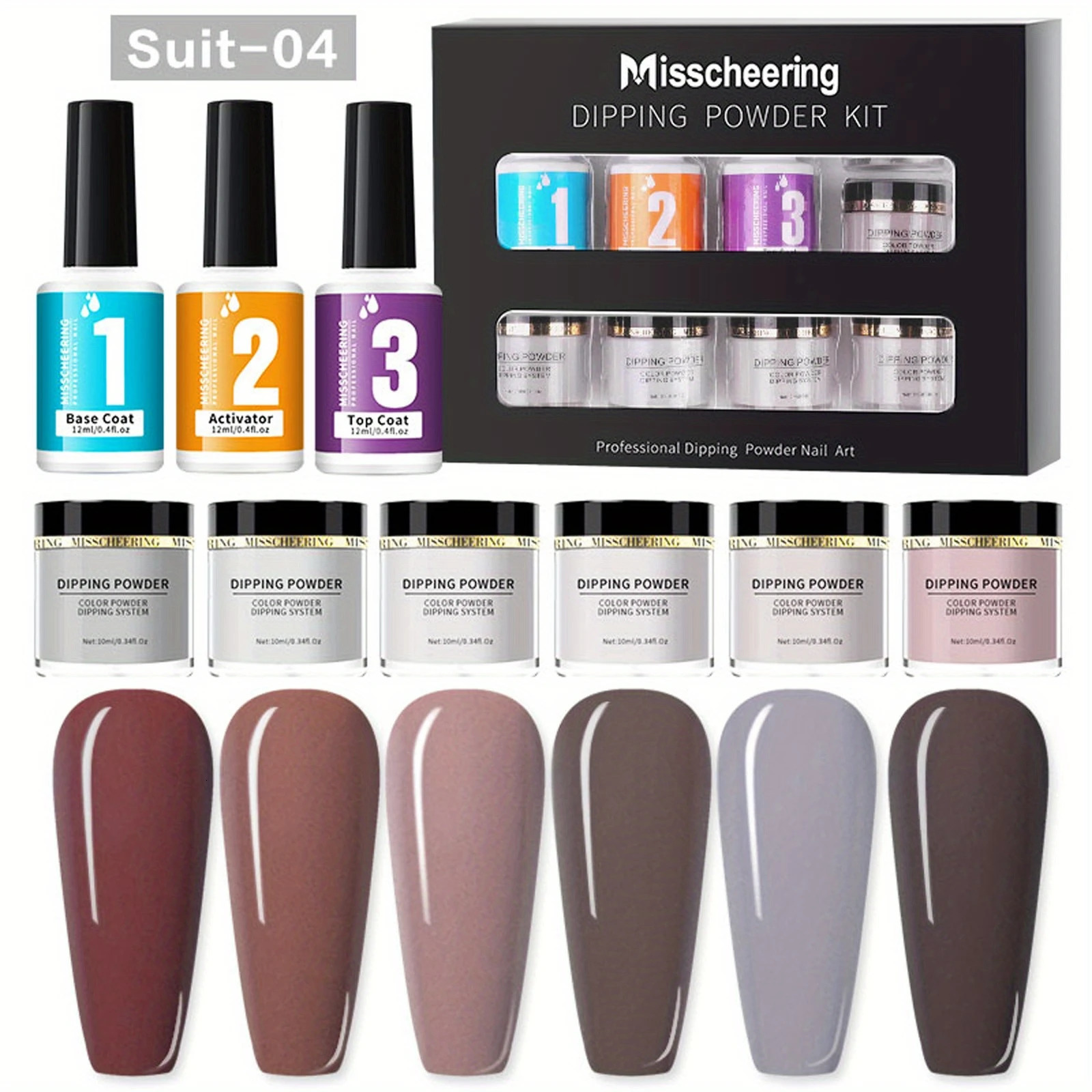 Dip Powder Nails Acrylic Dipping Powder Liquid Set with Base/Top Coat Activator for French Nail Art Manicure DIY Salon Gifts 240701