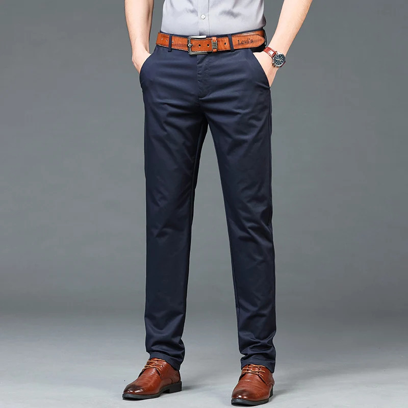 High Quality Lyocell Mens Pants Business Trousers Male Fashion Blue Khaki Straight Casual Man Clothing Plus Size 3040 240702