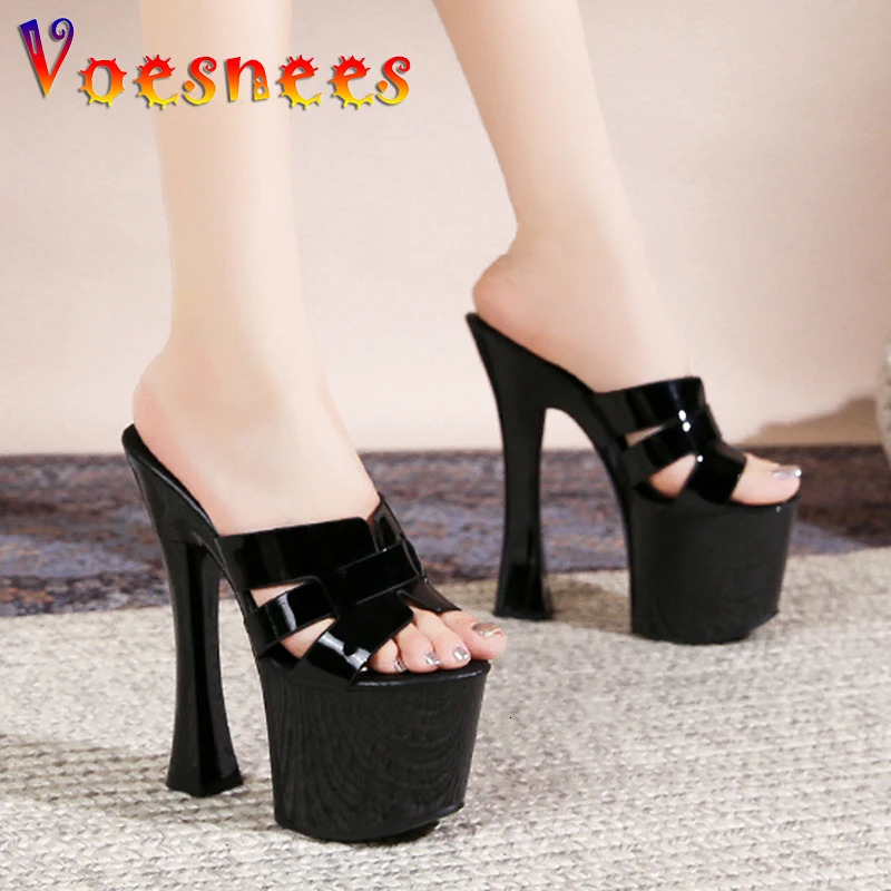 Europe And America Slippers Summer Party High Heels Fashion Round Toe Weave Sandals Nightclub 17.5CM Platform Women Shoes 240703