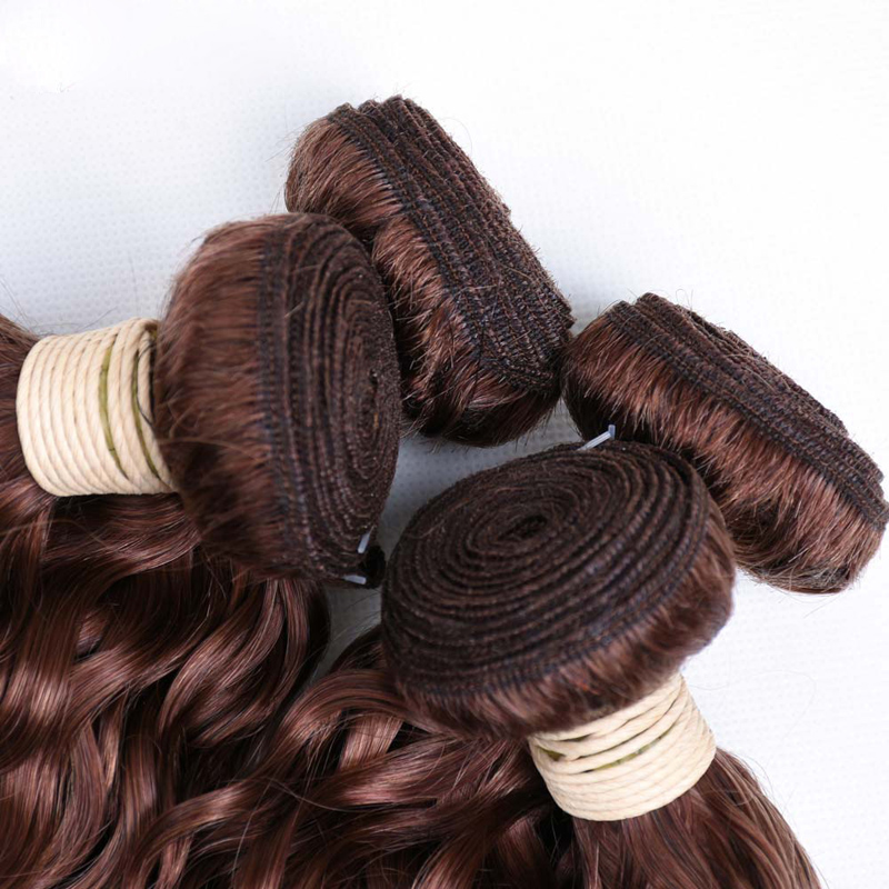 Yirubeauty Brazilian 100% Human Hair Extensions 3 Bundles Water Wave 33# Color Double Wefts Peruvian Malaysian Curly Hair Products