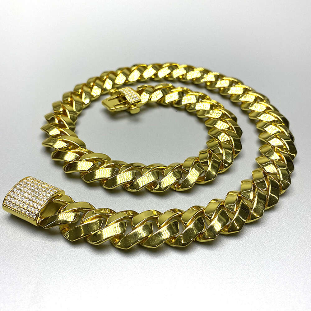 Hip Hop Moissante Luxury Jewelry Mens Stainless Steel Chain Necklace Solid Gold Prong Cuban Link Chain Necklace