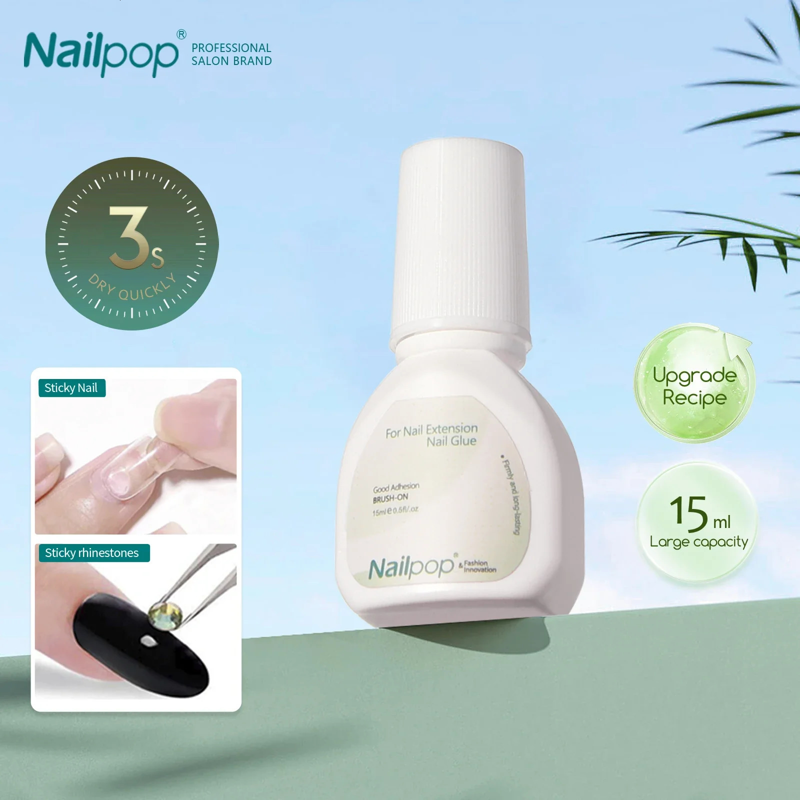 15ml nail glue for nail tip super durable brush professional fast drying gel for pressing nails 240703