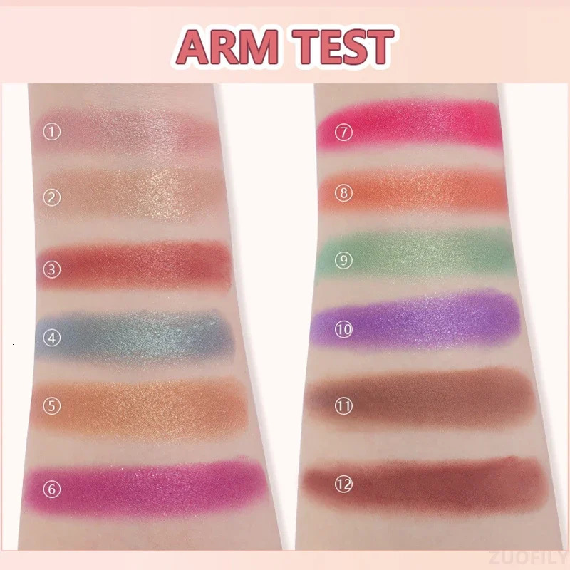 12 Color Mono Glitter Eyeshadow Mud Texture Green Purple Waterproof Eyeshadow Pearlescent Shimmer Eye Shadow Makeup Cosmetics 240704