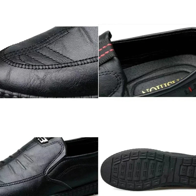 Men Leather Shoes Breathable Business Summer Slip on Loafers Man Casual Black Flats Driving Walking Moccasins 240702