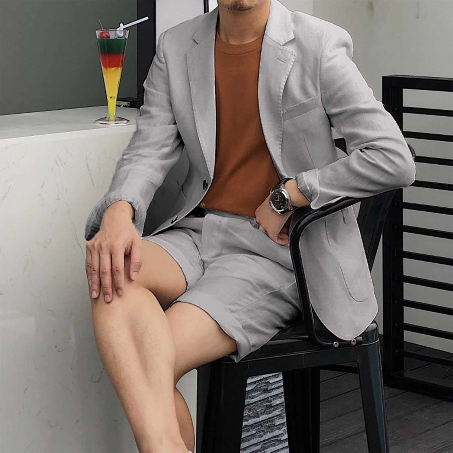 Men's Beach Holiday Sets Summer Formal Short Groom Wear Party Prom Regualr Big Tall Fit Custom Made Jacket And Shorts