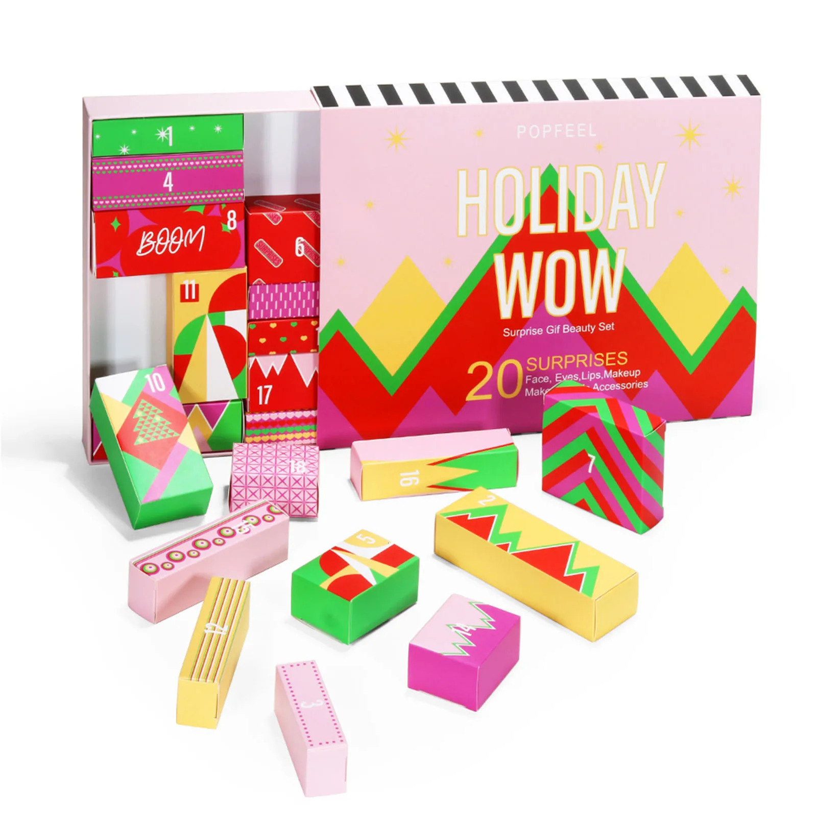 Face Makeup Christmas Countdown Calendar Box Makeup Tools Countdown Calendar Gift Boxes Lipstick Eye Shadow Cosmetics Set 240703