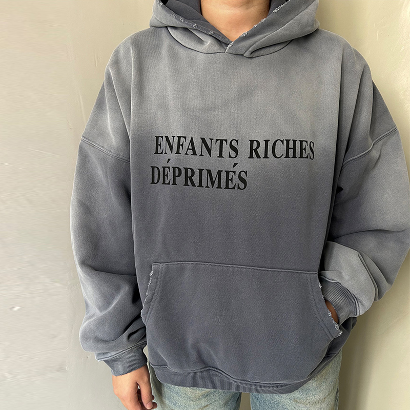 Sweater Vintage Washed Gray Apricot Pullover Men Women Best Quality Print Hoodies Heavy Cotton