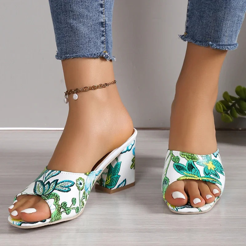 High Quality Shoes for Women Open Toe Womens Slippers Summer Outdoor Casual Chunky Heels Large Size Slippers Zapatillas Mujer 240704