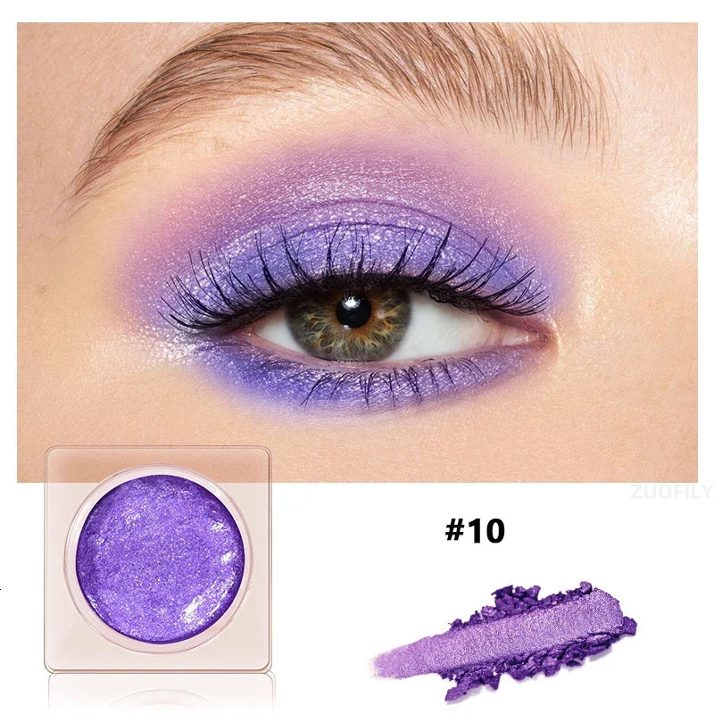 12 Color Mono Glitter Eyeshadow Mud Texture Green Purple Waterproof Eyeshadow Pearlescent Shimmer Eye Shadow Makeup Cosmetics 240704
