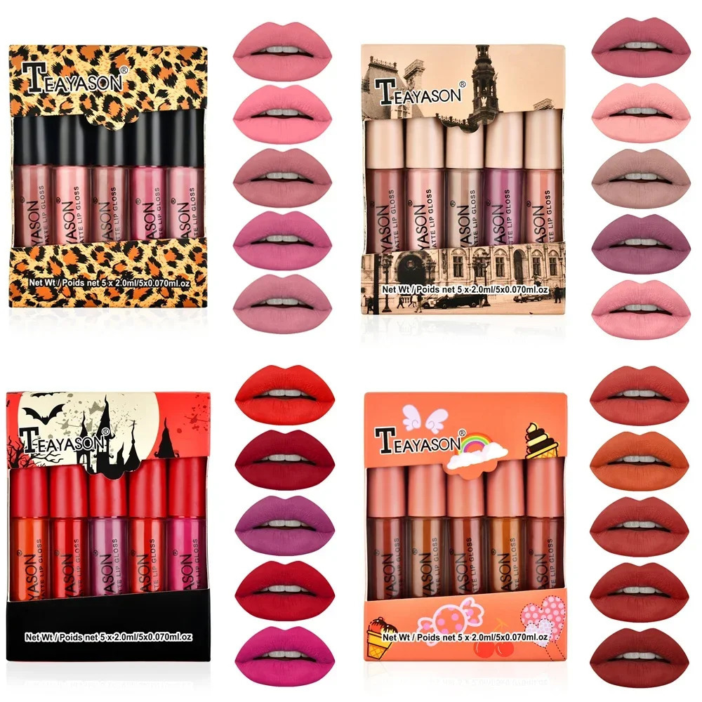 5PcsSet Waterproof Lipstick Sexy Lip Stick Matte Velvet Lipsticks Lips Makeup Cosmetics Labiales Matte 240703