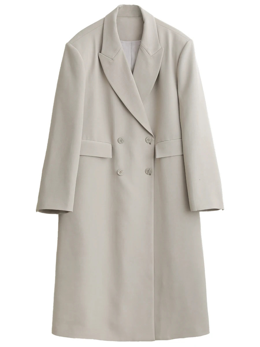 CHIC VEN Women Trench Coat Solid Loose Casual Long Overcoat Double Breasted Female Windbreak Woman Outerwears Spring Autumn 240703