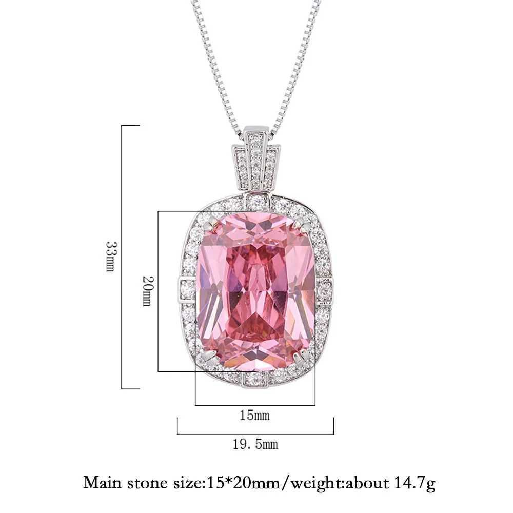 Pendant Necklaces Vintage 15*20mm Aquamarine Pink Quartz Pendant Necklaces for Women Lab Diamond Gemstone Cocktail Party Fine Jewelry WholesaleL246