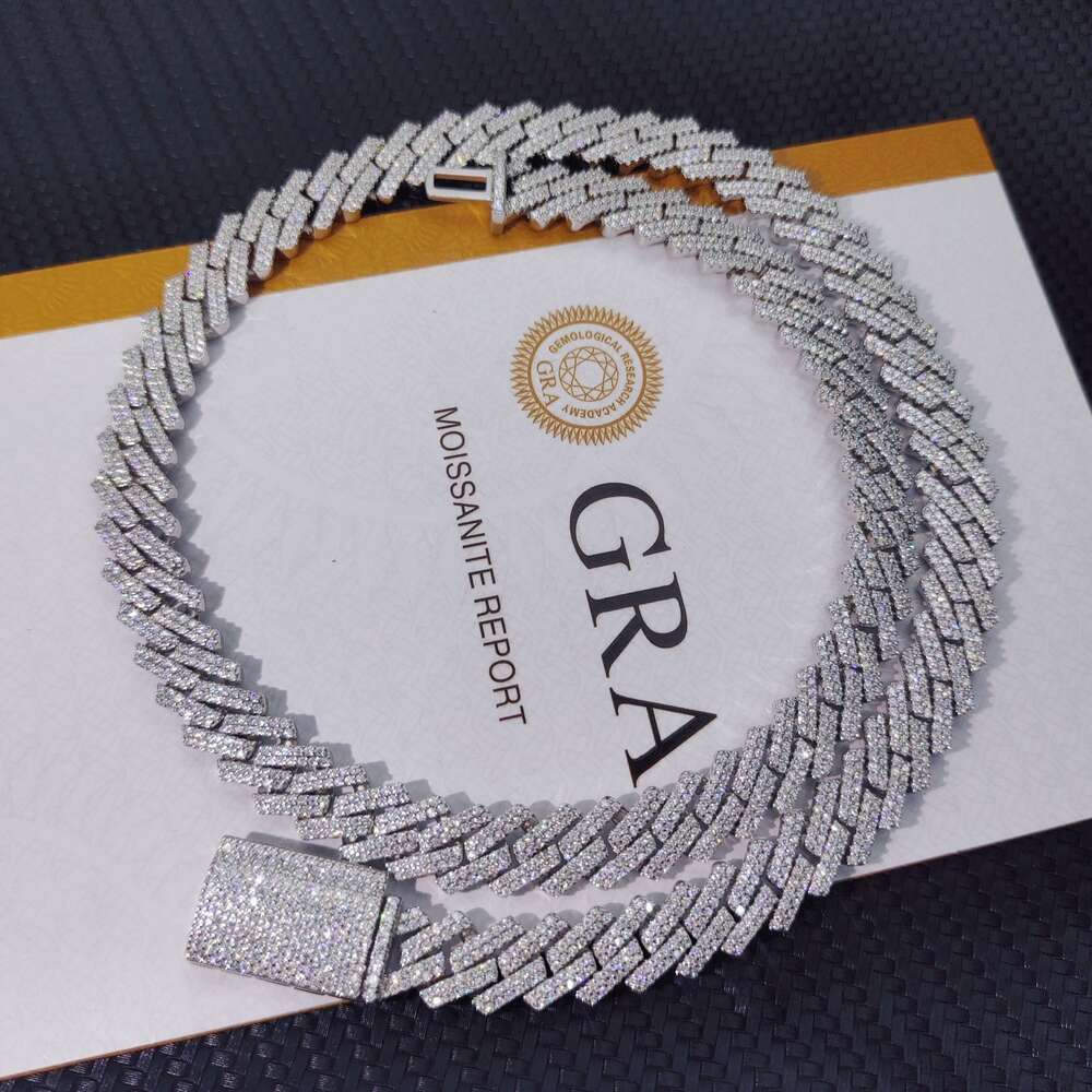 Luxury Hip Hop Iced Out Vvs Moissanite Diamond 925 Sterling Silver Cuban Chain Vvs Diamond Cuban Chain Link for Men