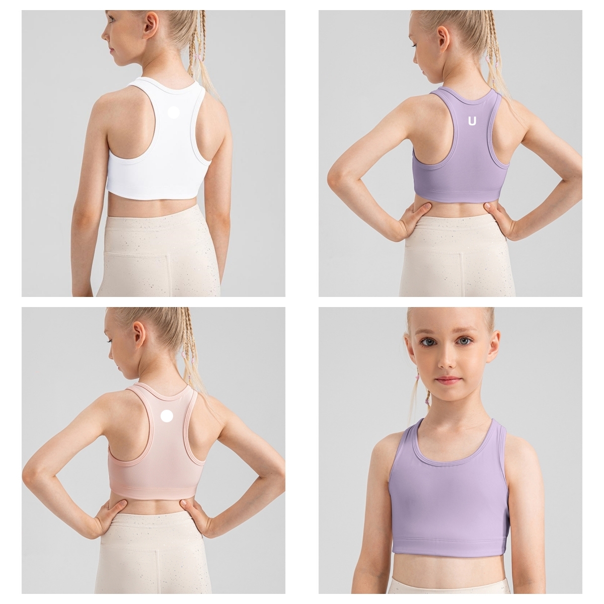 UU-1458 Kids Yoga Bra Kids Girls Dance Top Sport Cropped Top Running Gym Yoga Sports Bra Top