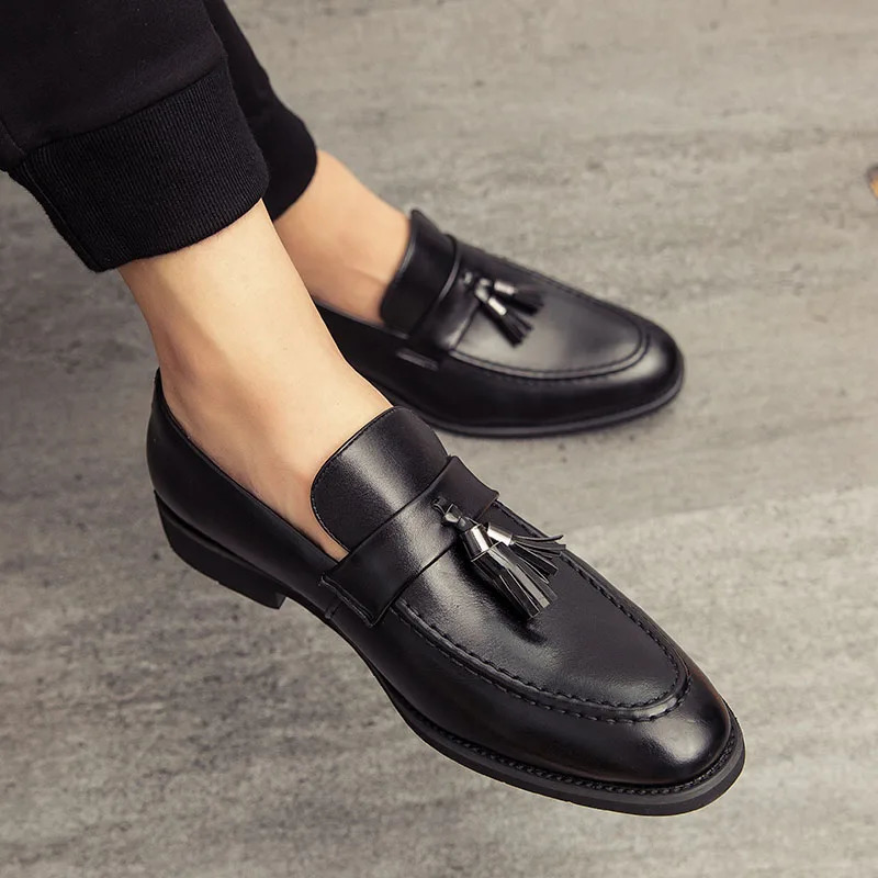 Men Casual Shoes Breathable Leather Loafers Business Office For Driving Moccasins Comfortable Slip On Tassel Shoe 240702