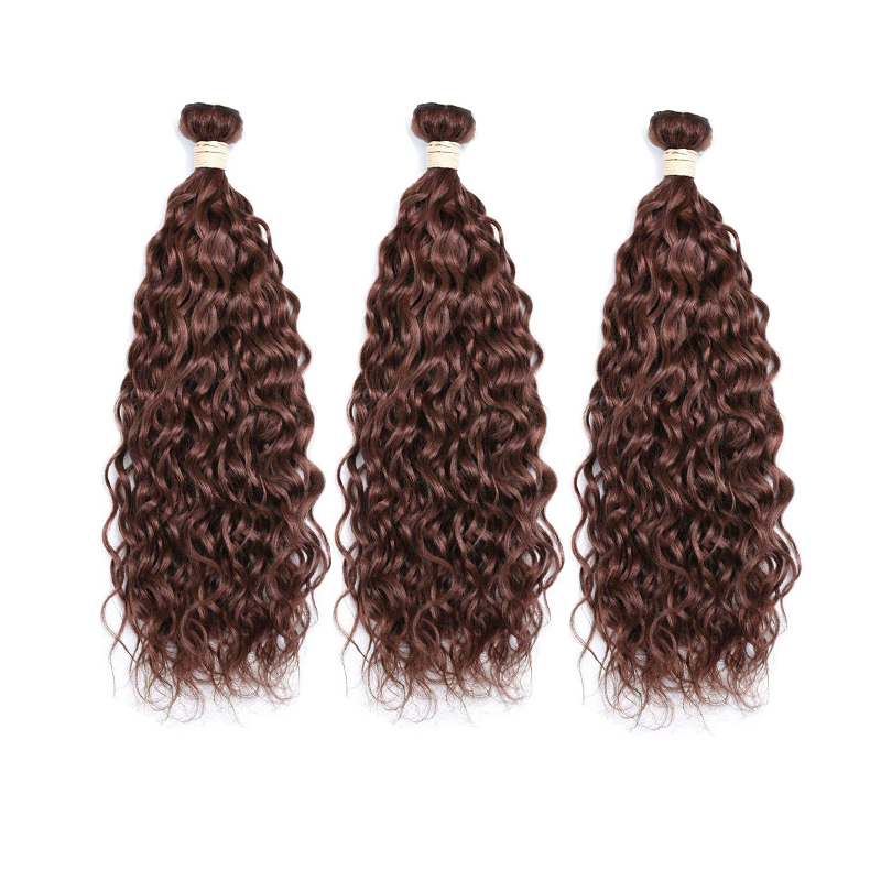 Yirubeauty Brazilian 100% Human Hair Extensions 3 Bundles Water Wave 33# Color Double Wefts Peruvian Malaysian Curly Hair Products