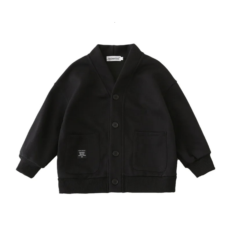 Solid Color Children V-neck Cardigan Spring Autumn Parent-child Coat A Family of Three or Four Tops Family Matching Outfits 240703