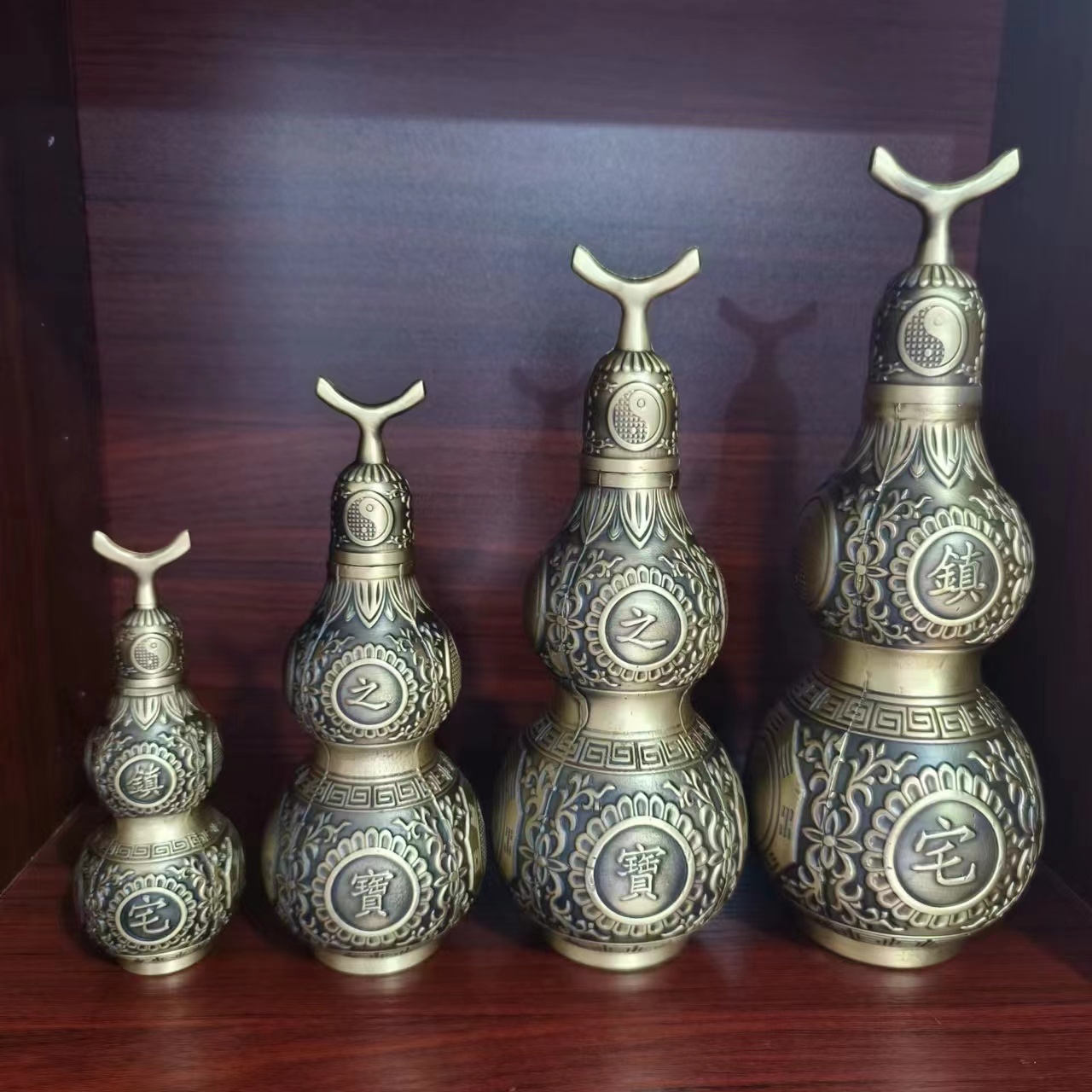 Brass gourd, metal handicraft, office, living room, decoration, copper ware, town house