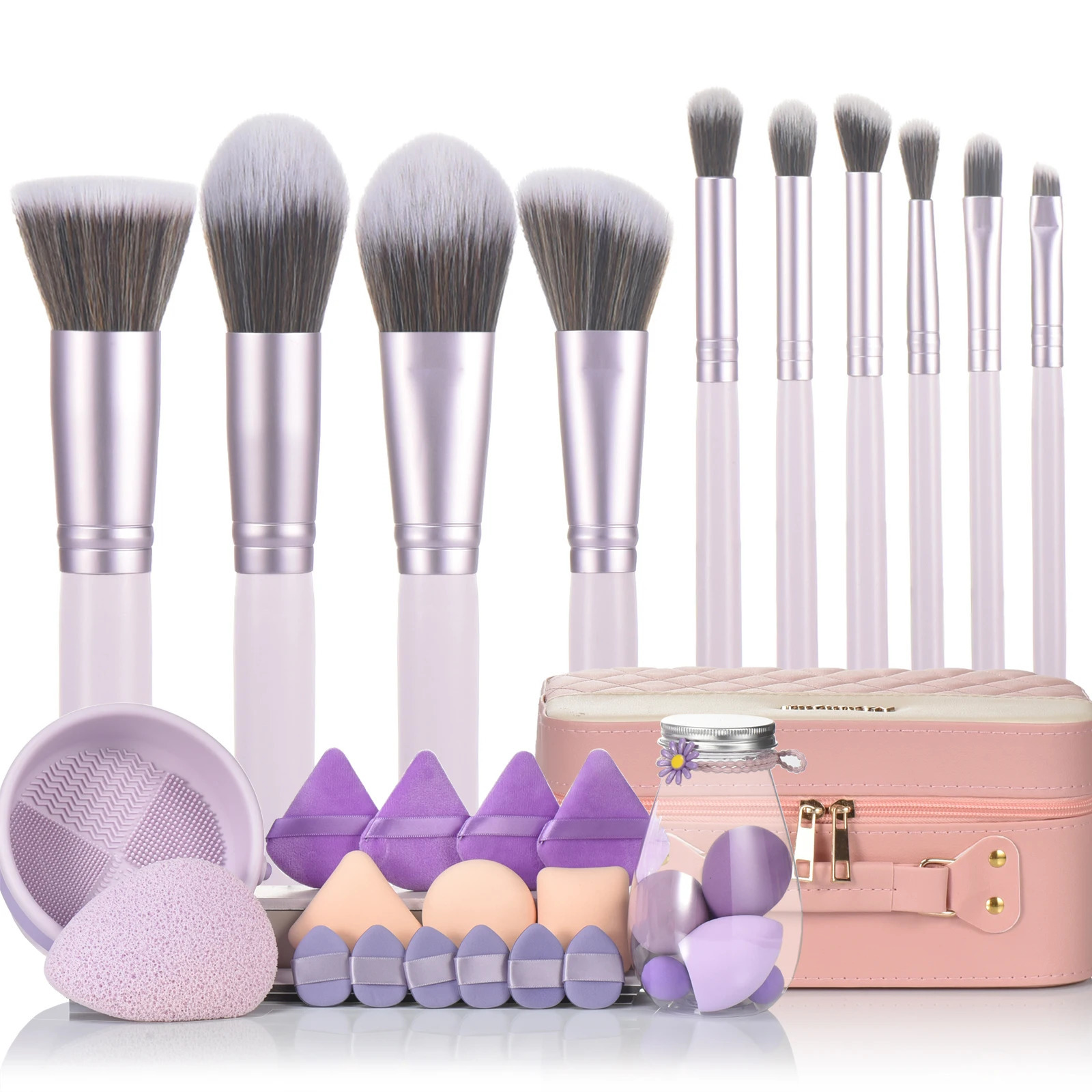 31Pcs Makeup Tools Set 15pcs Wooden Handle Makeup Brushes With SpongesSuitable For Beginners Cost-effective Makeup Tool Set 240704