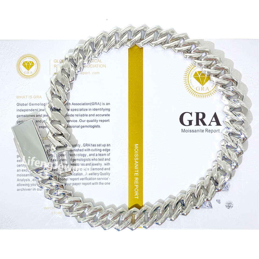 Lifeng Fine Jewelry Necklaces 18mm 3row Hip Hop 925 Silver Chain High Quality Full Iced Out Moissanite Cuban Link Chain for Men