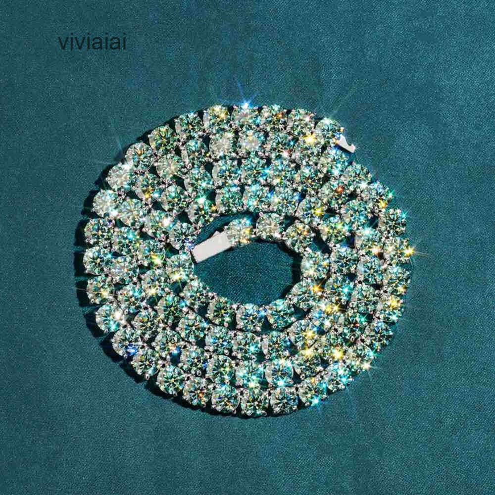 3mm 4mm 5mm 6.5mm Green Moissanite Tennis Chain Hip Hop Pass Diamond Tester Iced Out GRA Bling 925 Silver