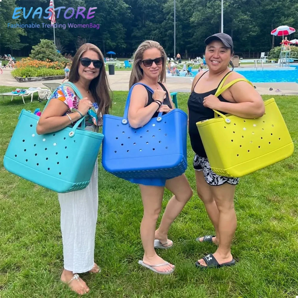 EVASTORE Extra Large Bogg Bag EVA Beach Basket Women Picnic Tote Holes Waterproof Handbag Pouch Shopping Shoulder 240702