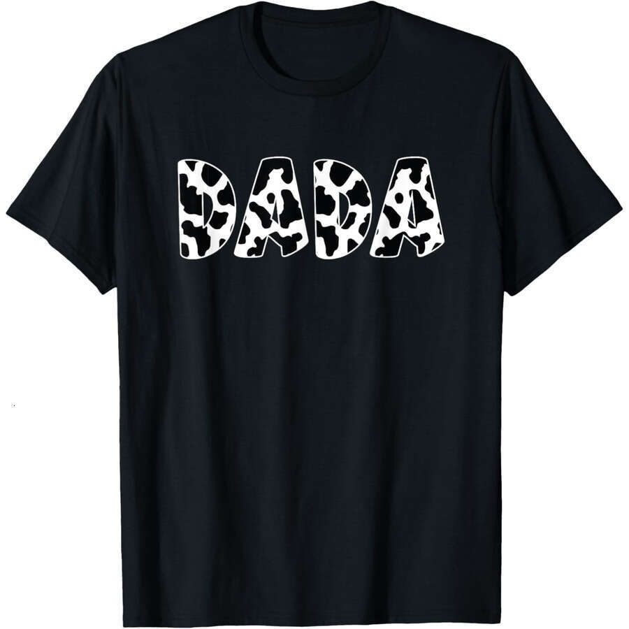 Mens T shirts Tees tops Dada Cow Print Cow Pattern Father's Day T-Shirt Summer clothes gift for Dad