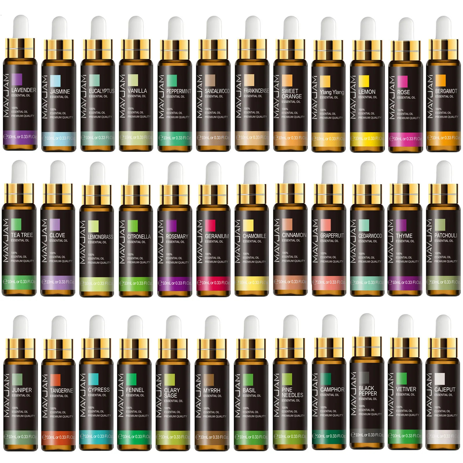 10ml Pure Plant Essential Oil For Humidifier Diffusers Mint Lavender Tea Tree Rose Vanilla Sandalwood Jasmine Pure Nature Oil 240704