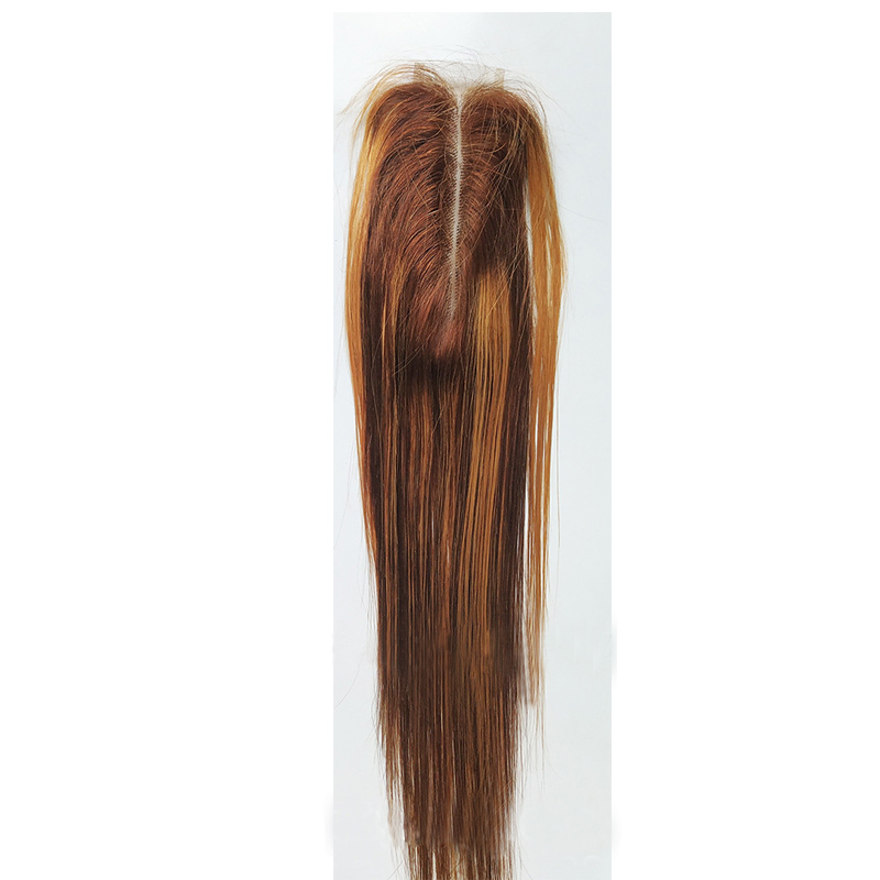 P4/27 Piano Color 2*6 Lace Closure Kim Peruvian Brazilian 100% Human Hair Sliky Straight 2X6 Top Closures Middle Part P4 27