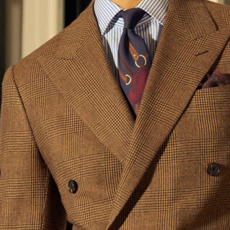 Casual suit mens double breasted spring and autumn products mens suit jacket British style elegant mens suit 240626