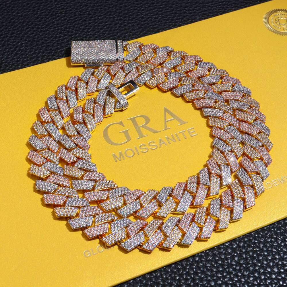 In Stock Drop Shipping Silver 925 Men Rose Gold Solid Heavy Thick 13MM Iced Out Diamond VVS D Color Moissanite Cuban Chain