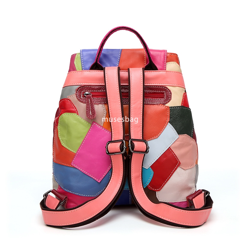 Elegant Women's European and American Leisure Genuine Leather Luxury Backpack Simple Large Capacity Backpack Spliced Outdoor Travel Bag Fashion H