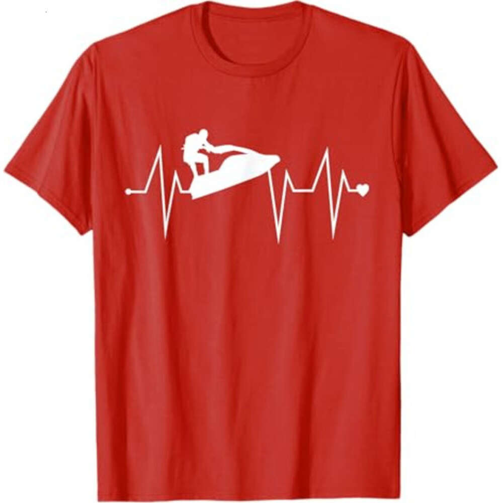 Designer Mens Womens T shirts Funny Jet Ski Water Skier Heartbeat Heart Pulse Rate EKG T-Shirt Tees Tops Fashion Clothes Free shipping
