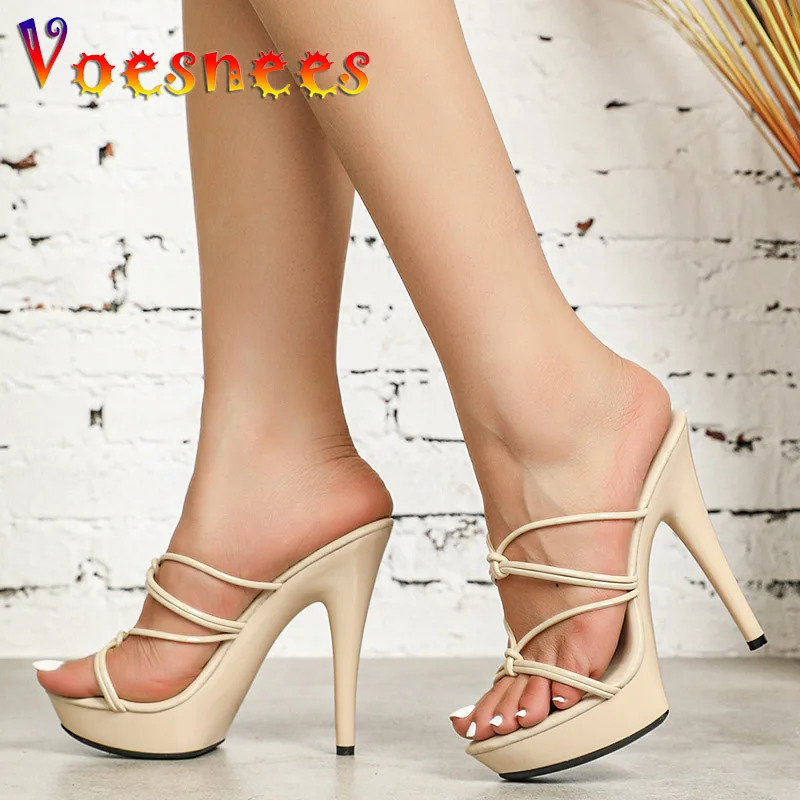 Summer 13CM Gladiator Shoes For Women Fashion Cross Thin Band High Heels Party Female Slipper Europe And America Stiletto Sandal 240703