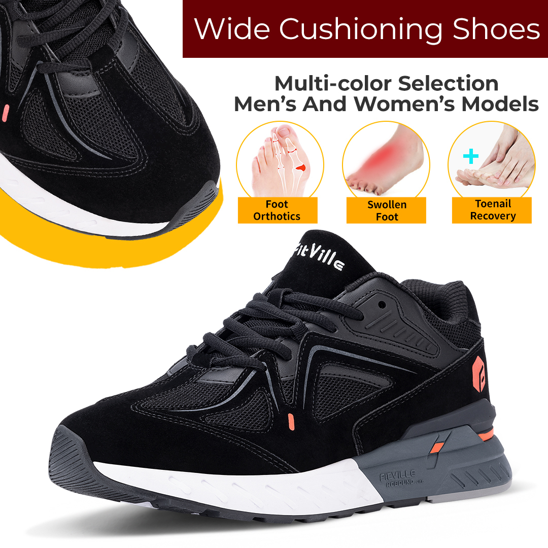 Fitville Men's Walking Extra Wide Lightweight Sneakers For Flat Feet Arch Fit Heel Pain Relief Non-Slip Running Shoes