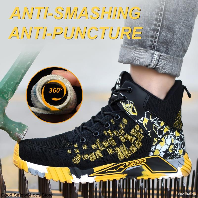 Steel Toe Safety Shoes Men Lightweight Indestructible Boots Anti-Puncture Work Sneakers Male
