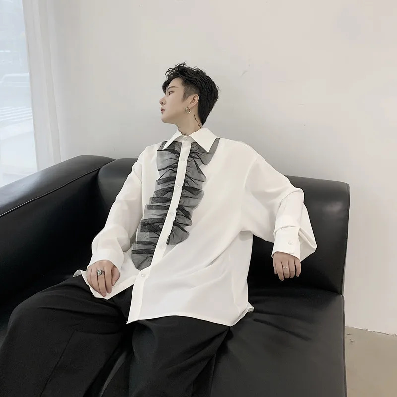 Fashion Male Men Gothic Punk Style Vintage Blouse Europe Victorian Long Sleeve Blouse Casual Ruffles Party Shirt Dinner 240615