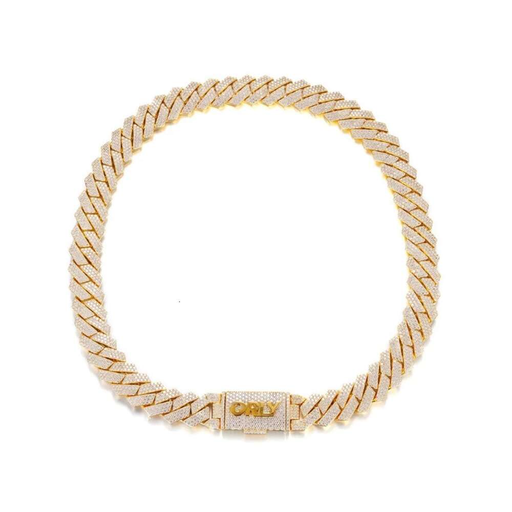 19mm Moissanite Cuban Bracelet Monaco Chain18k Gold Plated Necklace Silver Cuban Link Chain Bracelet Necklace