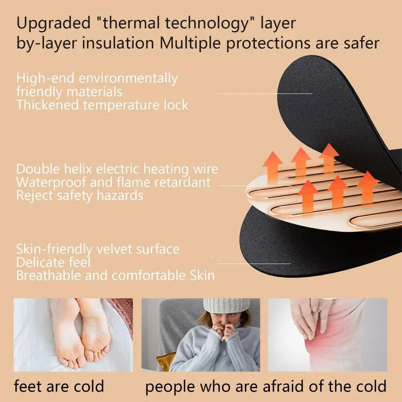 USB Heated Shoe Insoles for Feet Warm Sock Pad Mat 3500mAh Battery Rechargeable Foot Warmer Washable Thermal Insoles 240703