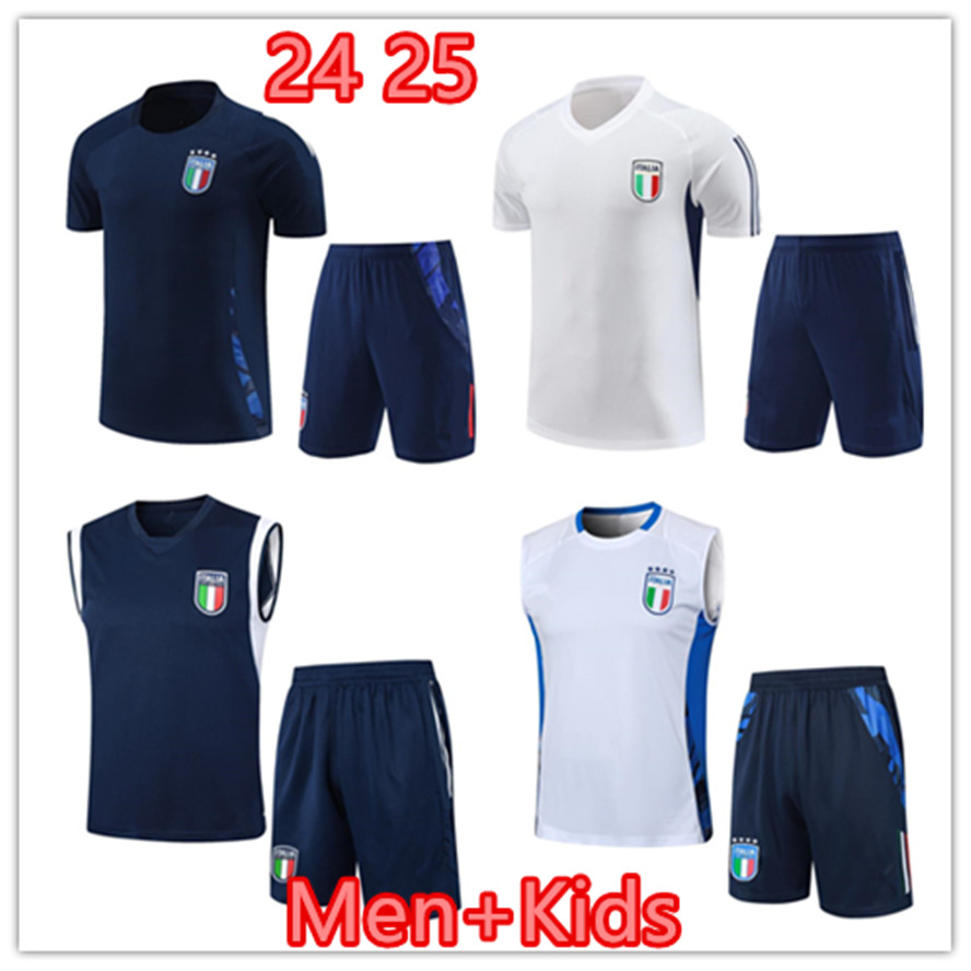 24 25 ITalys tracksuit survetement Short sleeve Training suit men and kids sets 23 24 Italia man football tracksuits set