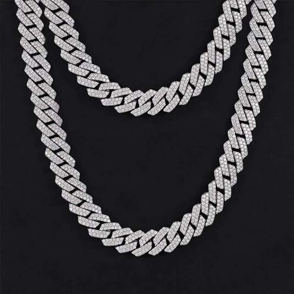 Cubin Chain HipHop Sterling Moissanite Dia CZ Sier Gold Rhodium Plated Gift Fine Jewelry Necklace