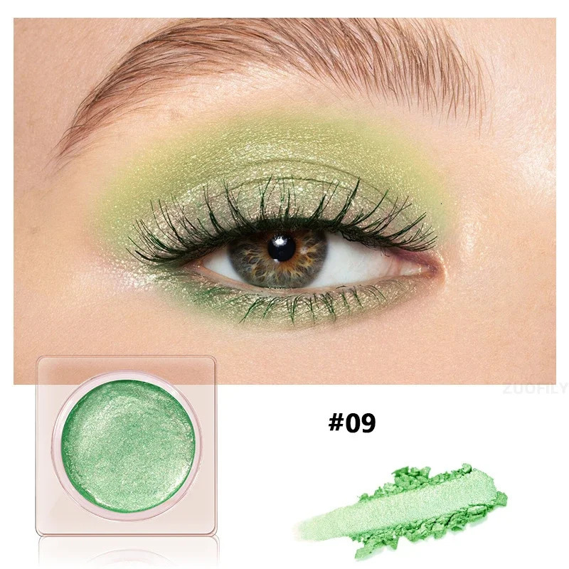 12 Color Mono Glitter Eyeshadow Mud Texture Green Purple Waterproof Eyeshadow Pearlescent Shimmer Eye Shadow Makeup Cosmetics 240704
