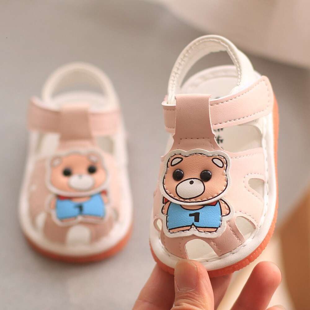 Girl sandals will make a sound, baby walking front shoes with cow tendons and soft soles, little boy children's shoes, newborn F704-28